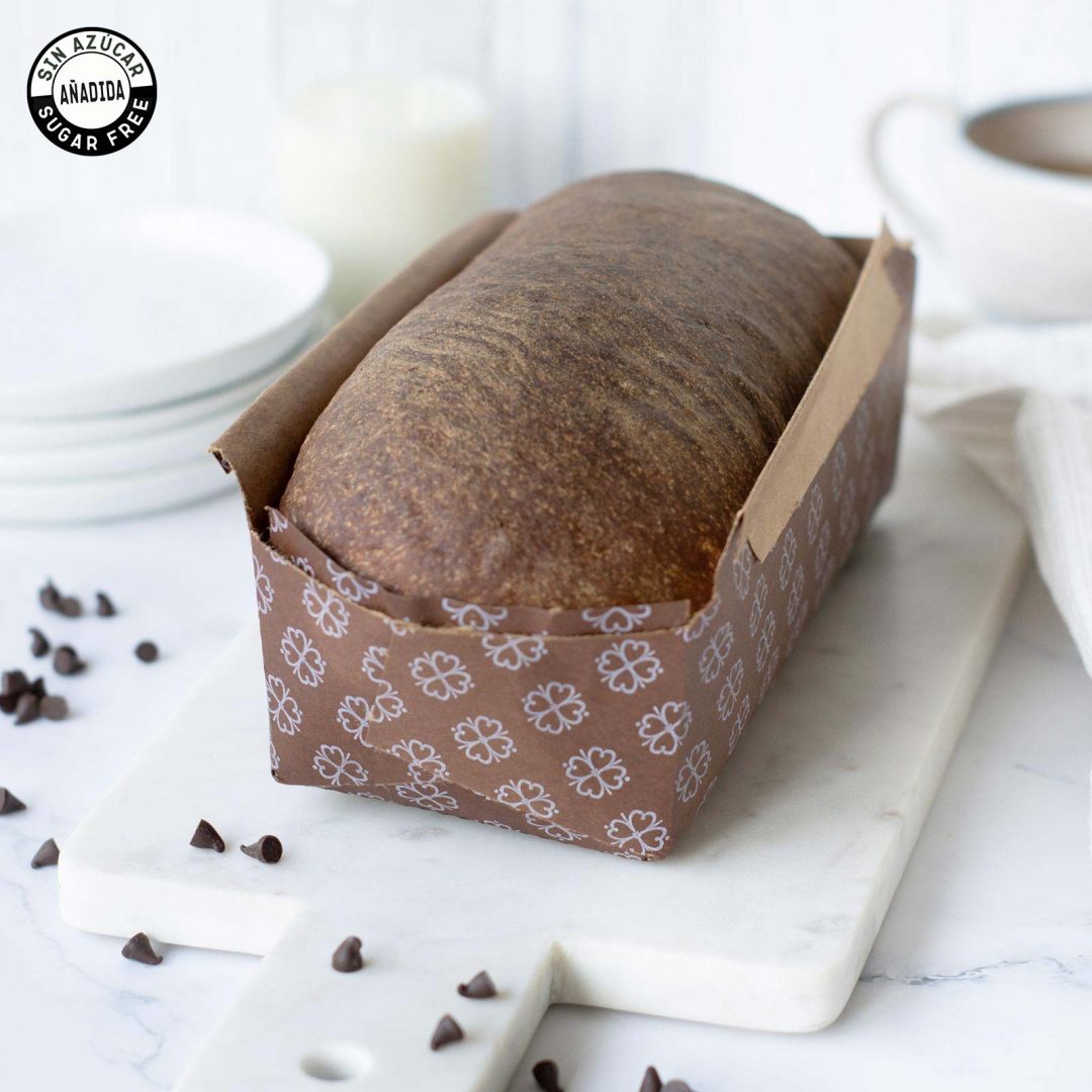 Queque tipo panettone con chips chocolate bitter 60% cacao